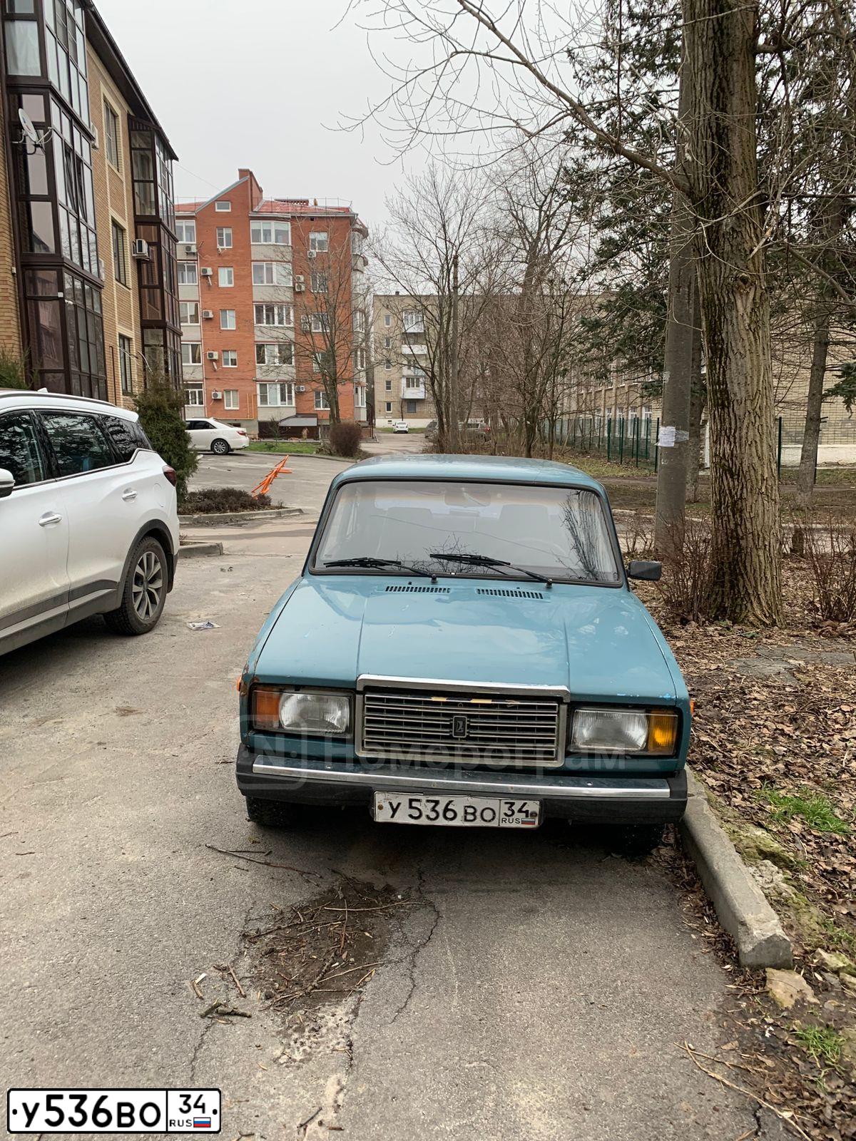 Фото автомобиля LADA 2107, 2005 — госномер У536ВО34. Цвет: СЕРО СИНИЙ