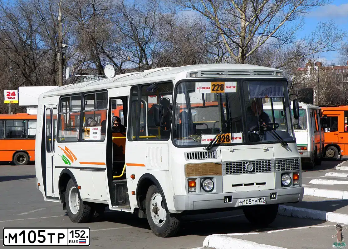 Фото автомобиля PAZ Z 3205, 2006 — госномер О036ЕР152. Цвет: Синий (БЕЛО-СИНИЙ)