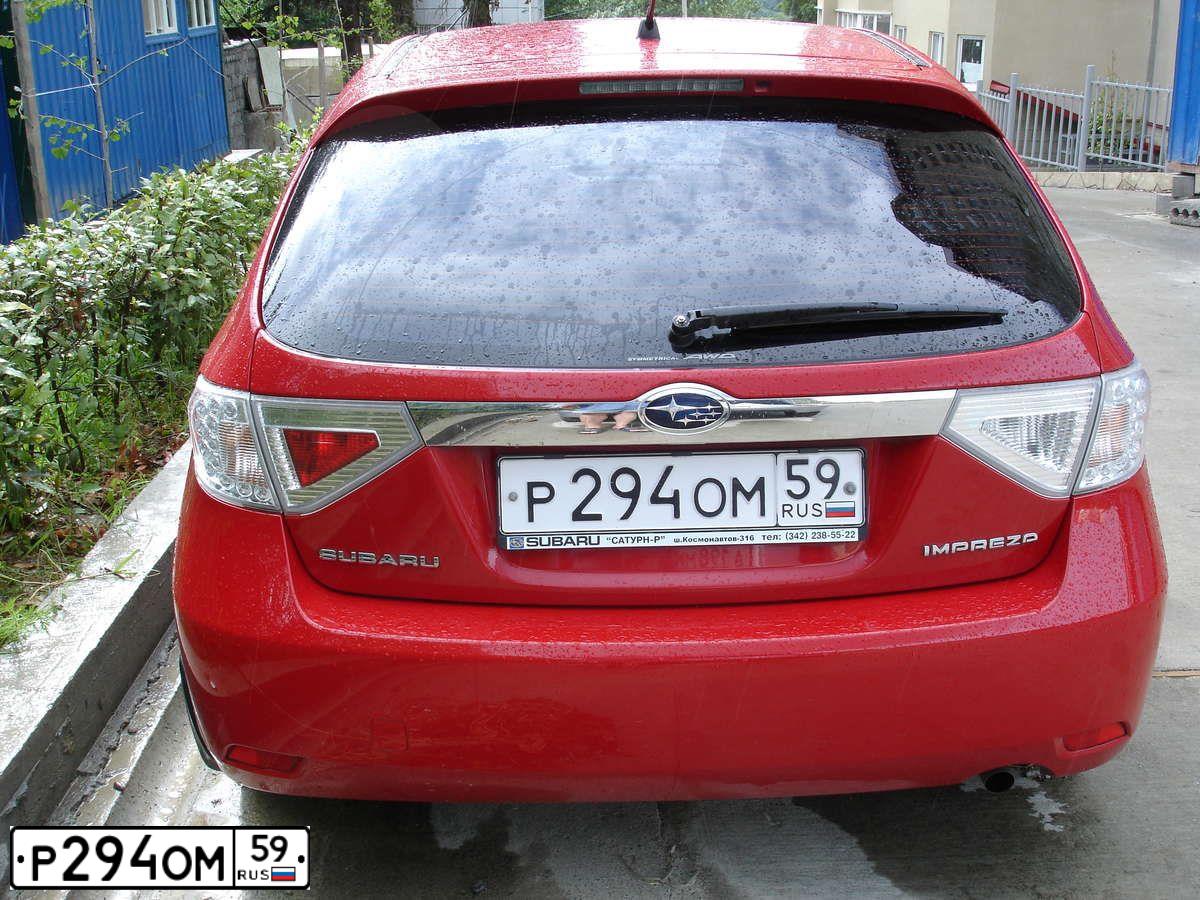 Фото автомобиля SUBARU IMPREZA, 2008 — госномер А596ЕР123. Цвет: КРАСНЫЙ