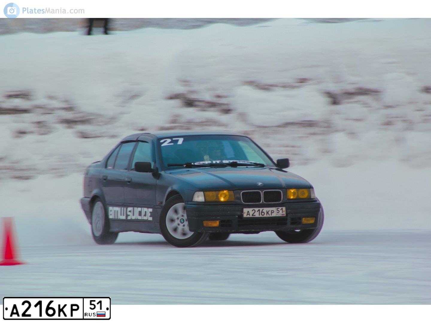 Фото автомобиля BMW SERIE 3, 1996 — госномер А216КР51. Цвет: ЧЕРНЫЙ