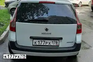 Фото автомобиля RENAULT MEGANE, 2006 — госномер К177РХ178. Цвет: Белый