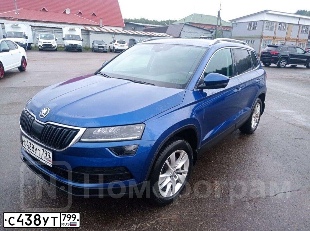 Фото автомобиля SKODA KAROQ, 2021 — госномер К509ОН790. Цвет: синий