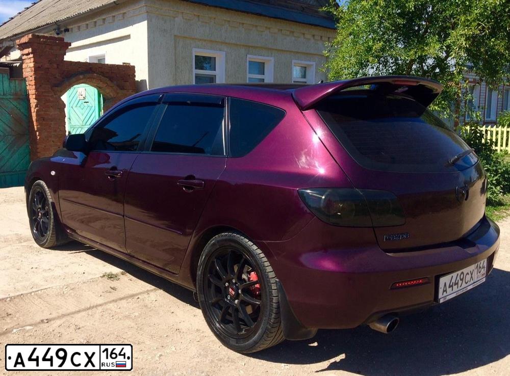 Фото автомобиля MAZDA 3, 2007 — госномер А449СХ164. Цвет: ТЕМНО-ВИШНЕВЫЙ