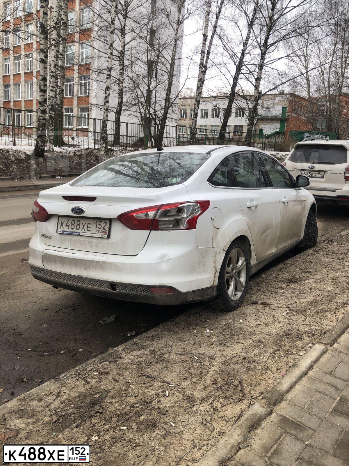 Фото автомобиля FОRDFОСUS, 2012 — госномер К488ХЕ152. Цвет: БЕЛЫЙ
