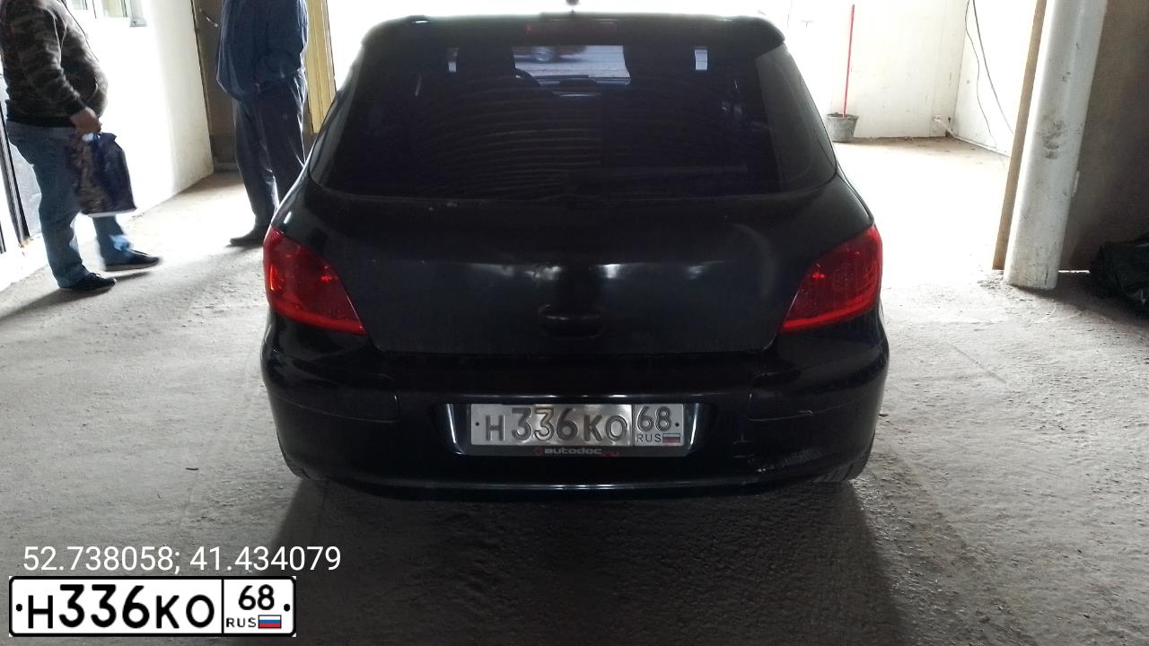 Фото автомобиля PEUGEOT 307, 2007 — госномер Н336КО68. Цвет: ЧЕРНЫЙ