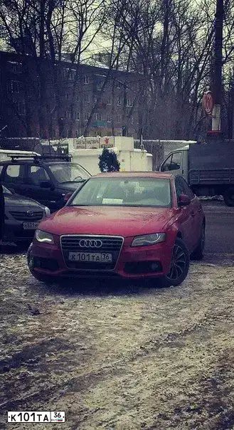 Фото автомобиля AUDI A4, 2008 — госномер К101ТА36. Цвет: ВИШНЕВЫЙ