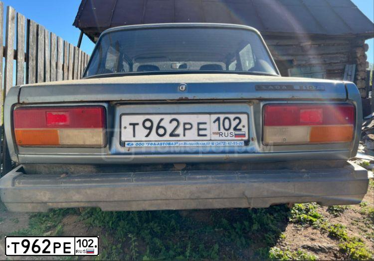Фото автомобиля LADA 2107, 2011 — госномер Т962РЕ102. Цвет: средний серо-зеленый металлик