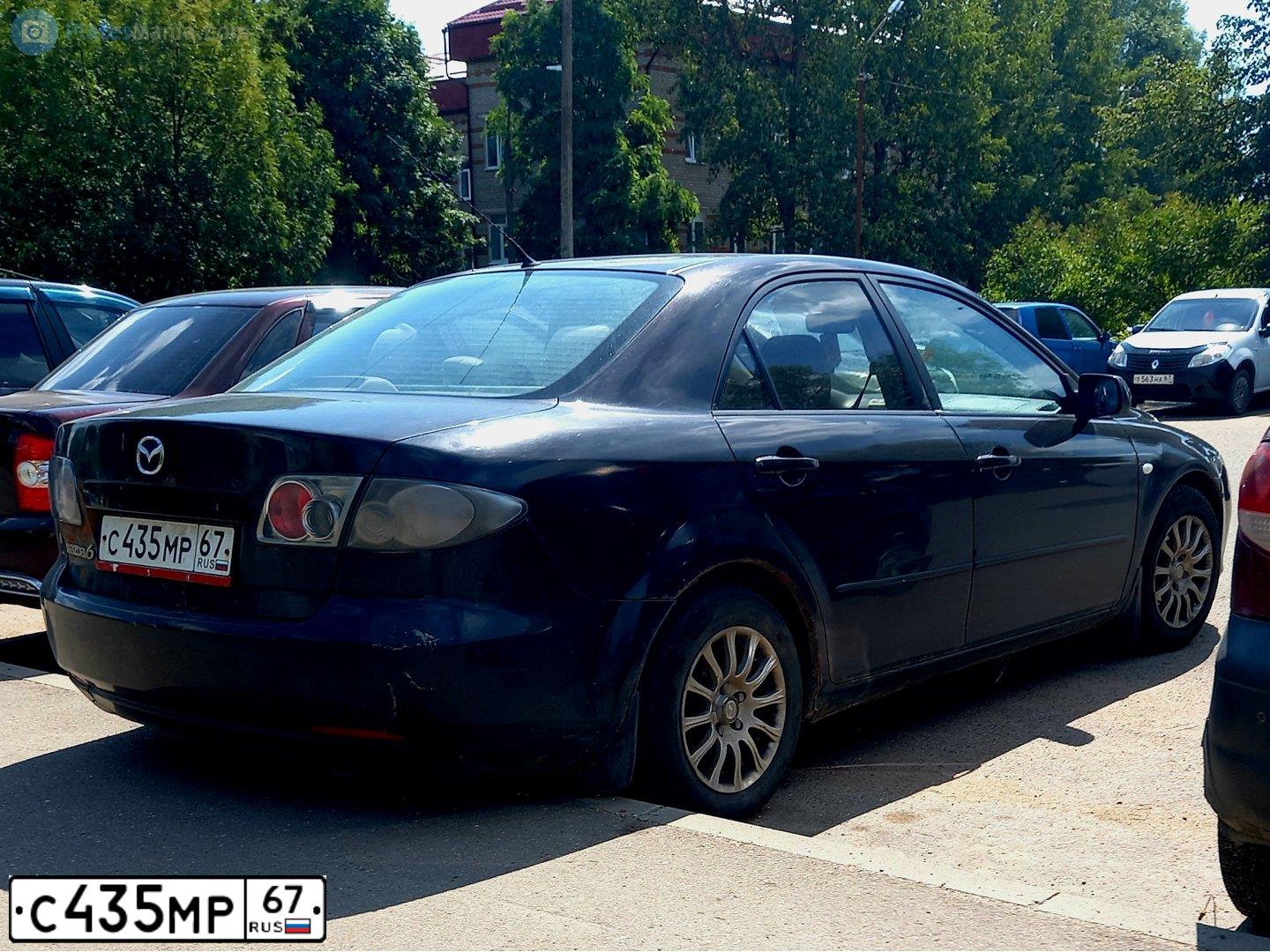 Фото автомобиля MAZDA 6, 2006 — госномер С435МР67. Цвет: ТЕМНО-ВИШНЕВЫЙ