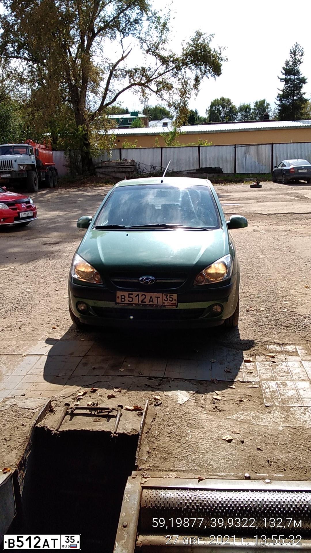Фото автомобиля HYUNDAI GETZ, 2005 — госномер В512АТ35. Цвет: СВЕТЛО-ЗЕЛЕНЫЙ