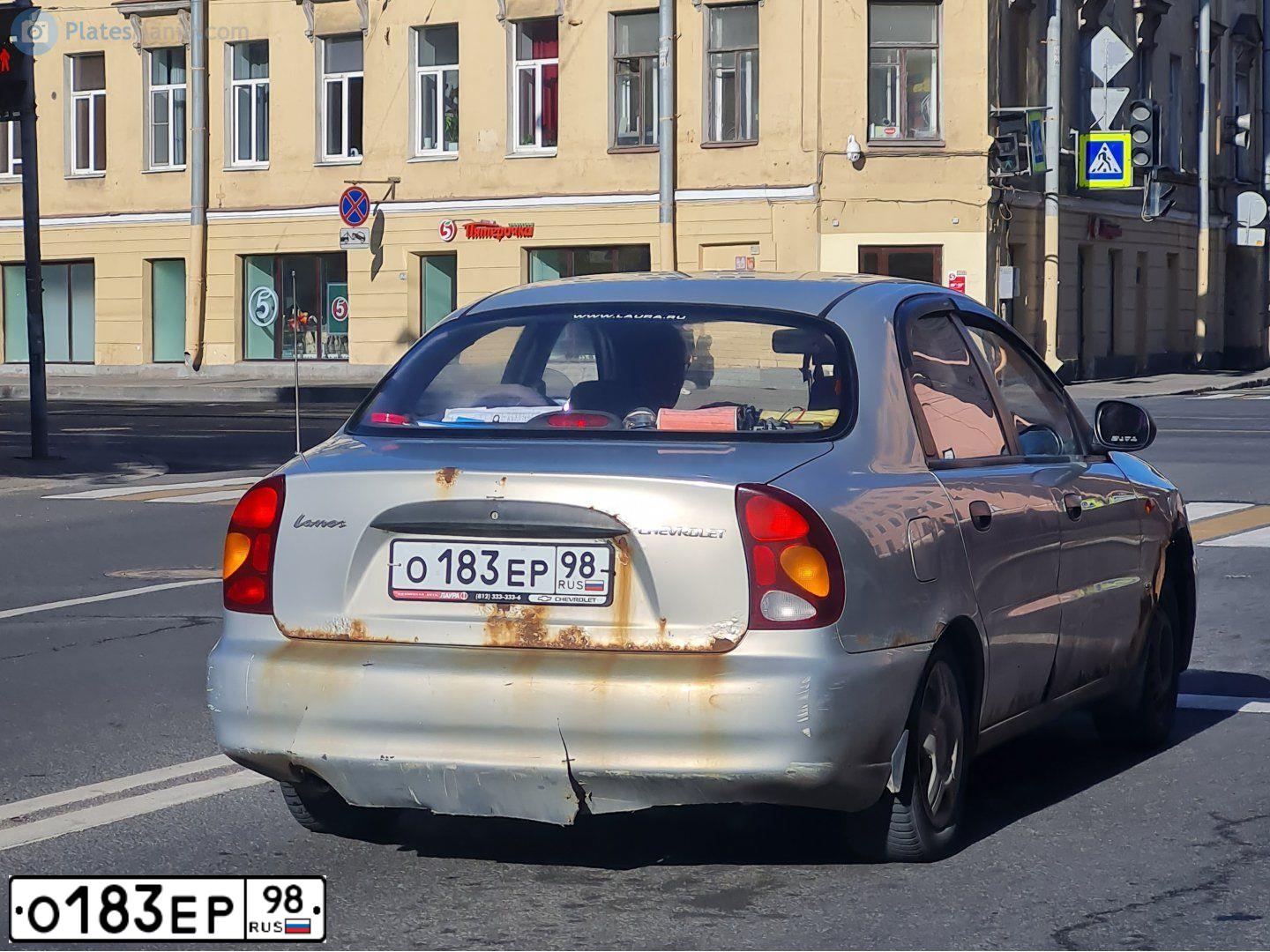 Фото автомобиля ZAZ LANOS, 2009 — госномер О183ЕР98. Цвет: СЕРЕБРИСТЫЙ