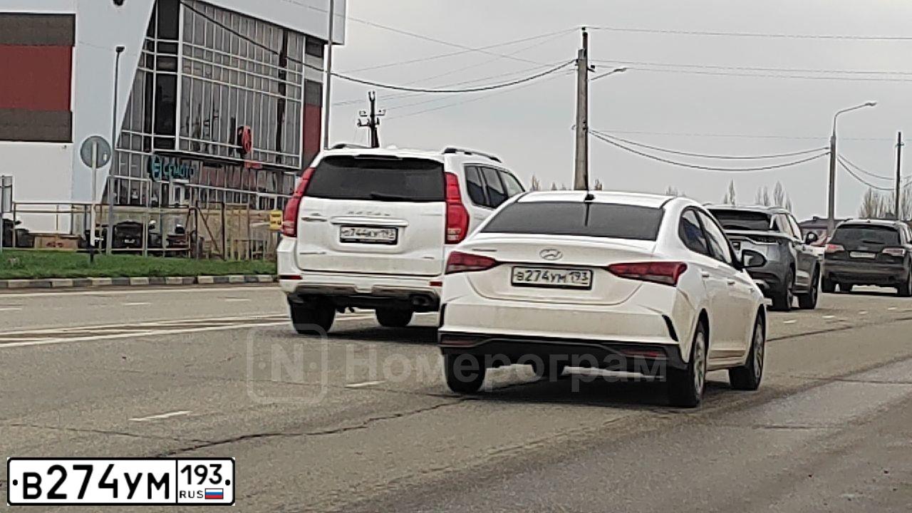 Фото автомобиля HYUNDAI SOLARIS HS, 2024 — госномер В274УМ193. Цвет: Белый