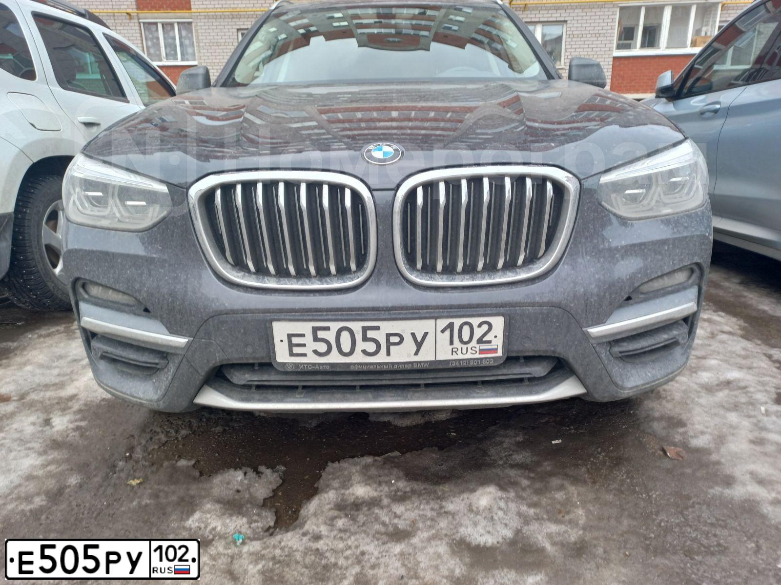 Фото автомобиля BMW X3, 2020 — госномер Е505РУ102. Цвет: СЕРЫЙ