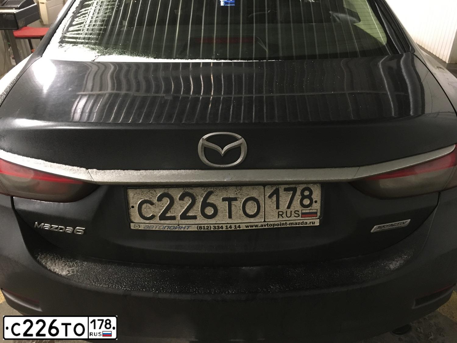 Фото автомобиля MAZDA 6, 2014 — госномер С226ТО178. Цвет: ЧЕРНЫЙ