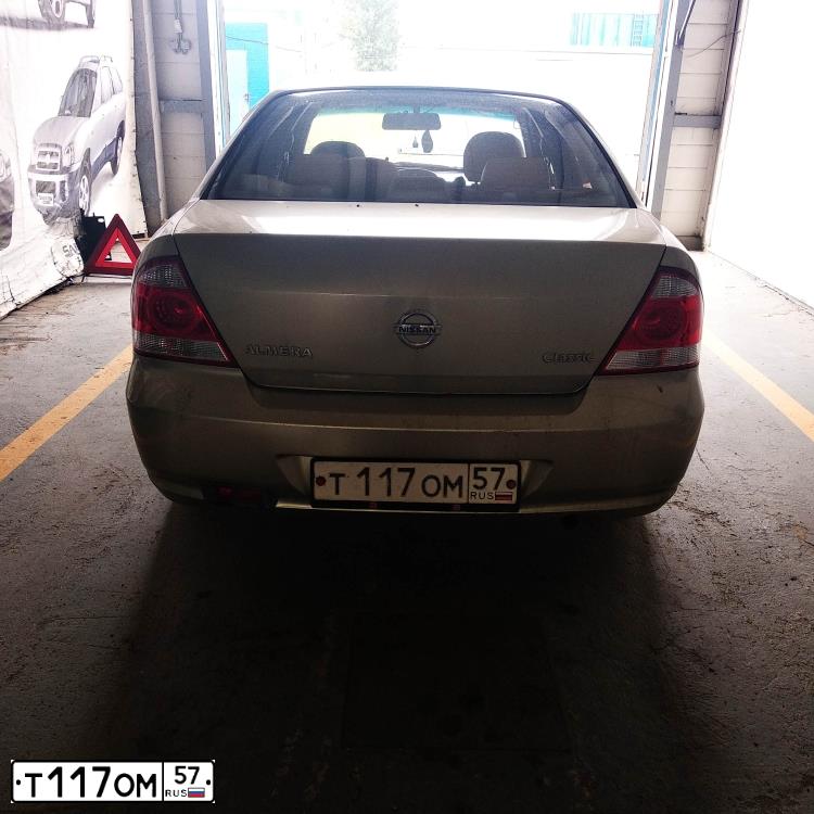 Фото автомобиля NISSAN ALMERA, 2007 — госномер Т117ОМ57. Цвет: БЕЖЕВЫЙ