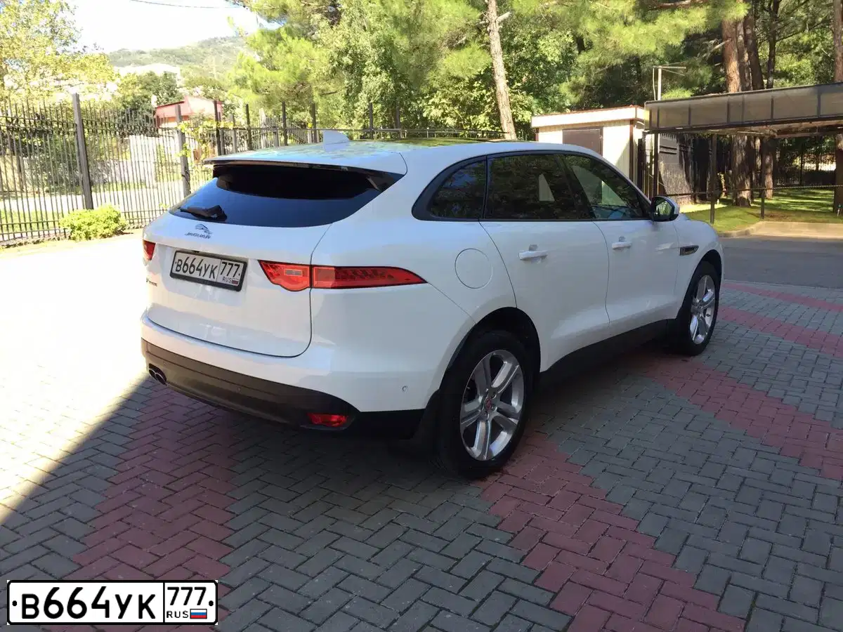 Фото автомобиля JAGUAR F-PACE, 2016 — госномер У191ВЕ323. Цвет: БЕЛЫЙ