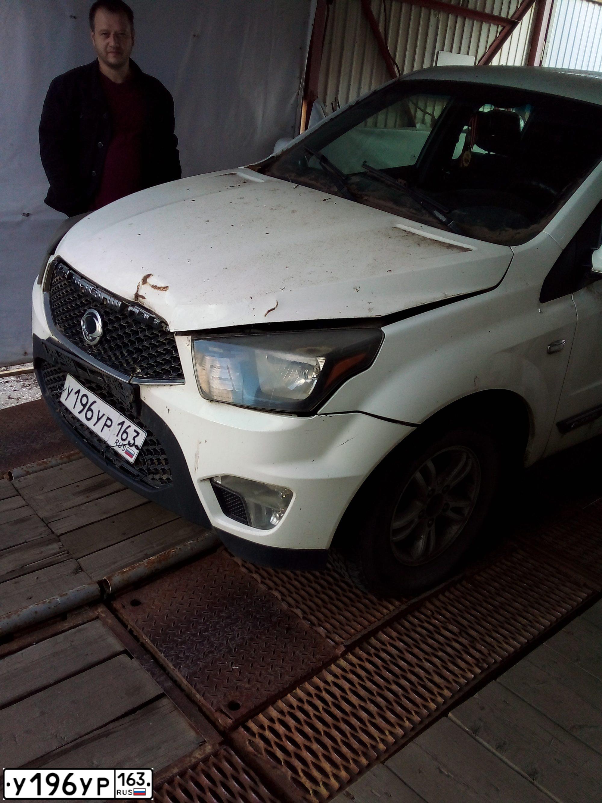 Фото автомобиля SSANGYONG ACTYON SPORTS, 2013 — госномер М650КР763. Цвет: Белый
