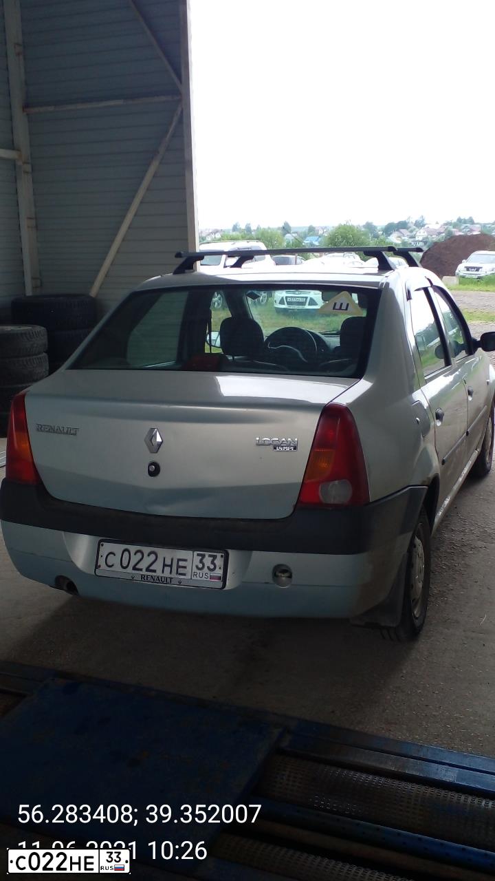Фото автомобиля RENAULT LOGAN, 2008 — госномер С022НЕ33. Цвет: СЕРЫЙ