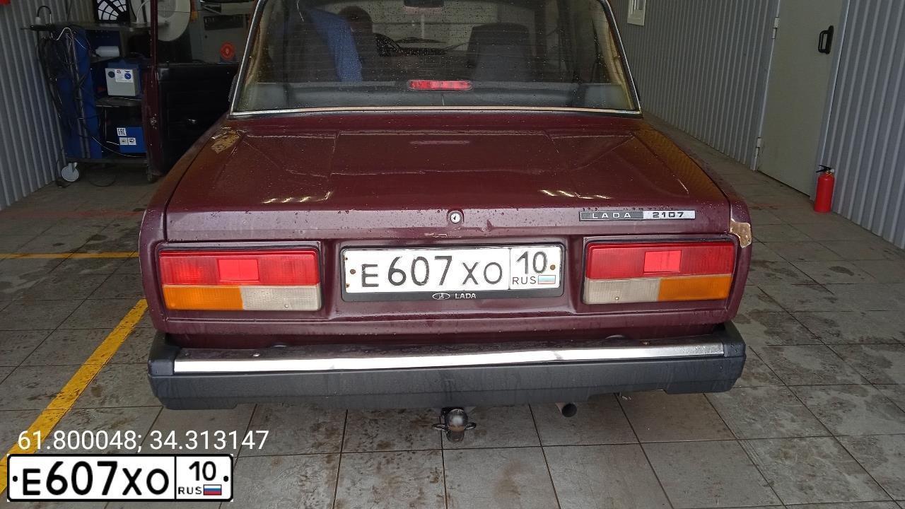 Фото автомобиля LADA 2107, 2008 — госномер Е607ХО10. Цвет: ТЕМНО-ВИШНЕВЫЙ