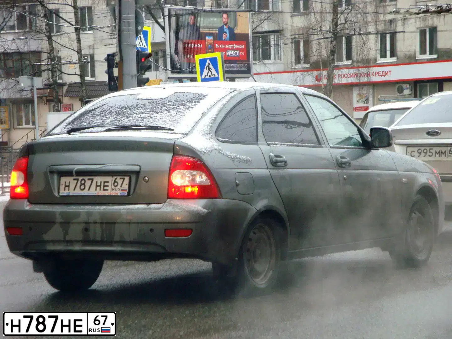 Фото автомобиля LADA 2172 PRIORA, 2012 — госномер Н787НЕ67. Цвет: СЕРО-ЗЕЛЕНЫЙ