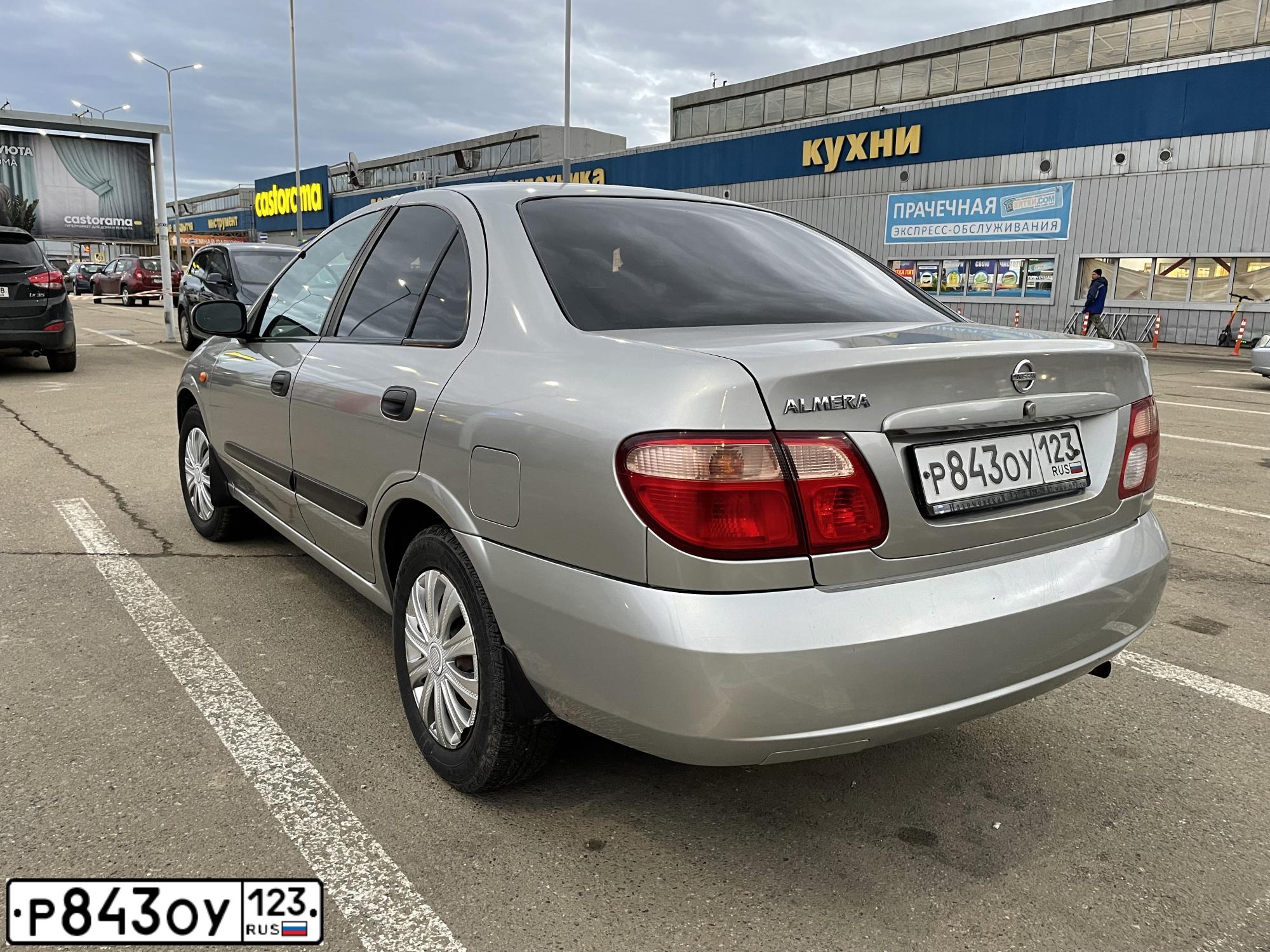 Фото автомобиля NISSAN ALMERA, 2005 — госномер В444ХС93. Цвет: Серебристый