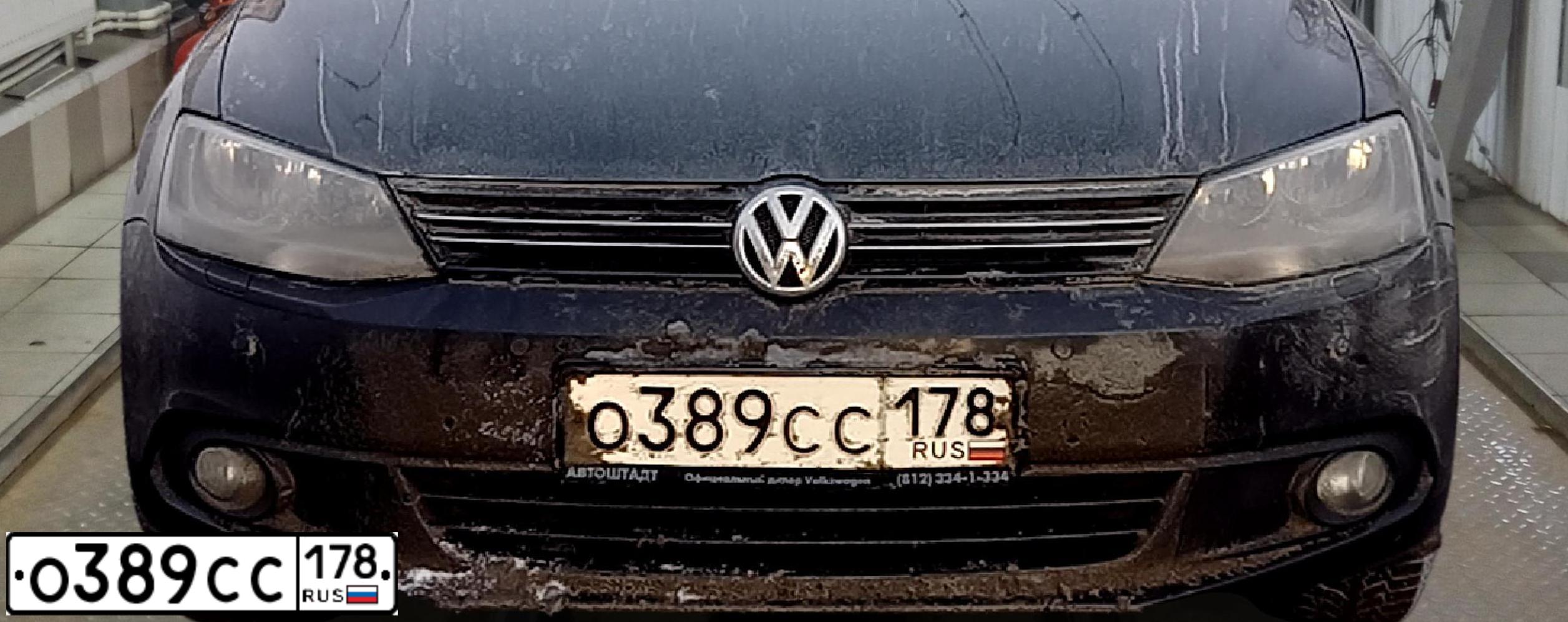 Фото автомобиля VOLKSWAGEN JETTA, 2013 — госномер О389СС178. Цвет: ЧЕРНЫЙ
