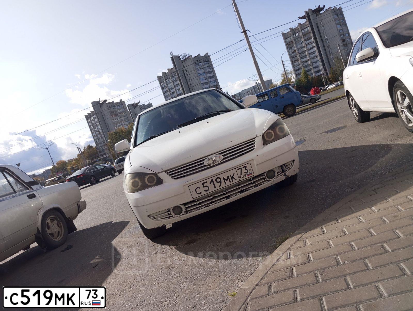 Фото автомобиля LADA 2170 PRIORA, 2012 — госномер С519МК73. Цвет: Белый