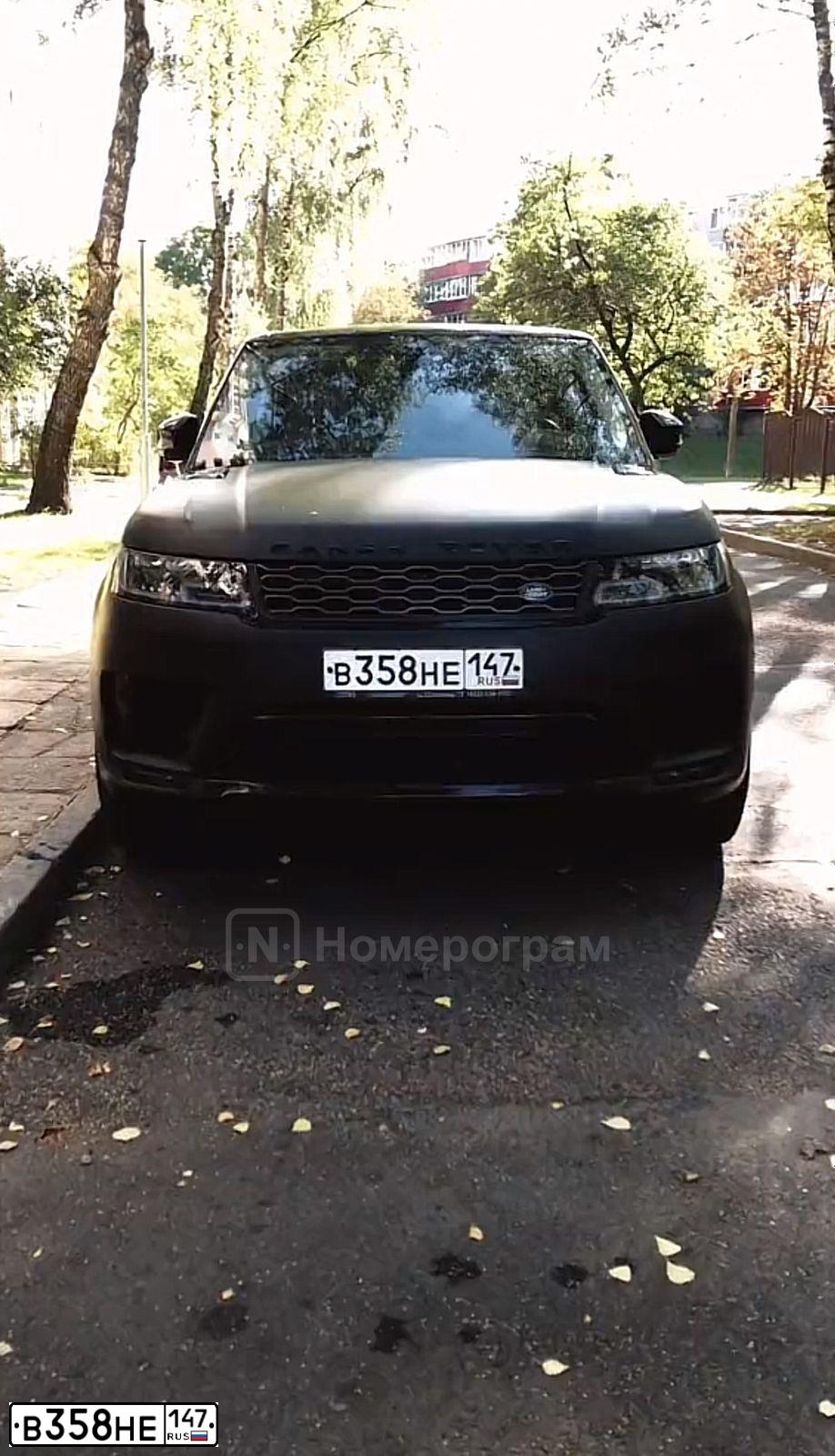 Фото автомобиля LANDROVER RANGE ROVER SPORT, 2020 — госномер В358НЕ147. Цвет: ТЕМНО-СИНИЙ