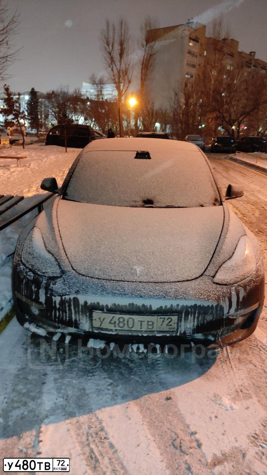 Фото автомобиля TESLA MODEL 3, 2019 — госномер У480ТВ72. Цвет: ЧЕРНЫЙ