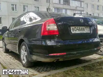 Фото автомобиля SKODA OCTAVIA, 2012 — госномер В046ВВ177. Цвет: ЧЕРНЫЙ