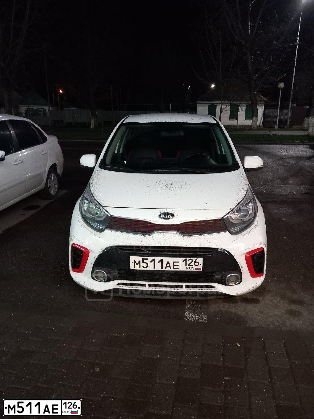 Фото автомобиля KIA PICANTO / MORNING, 2017 — госномер В170ОК126. Цвет: Белый
