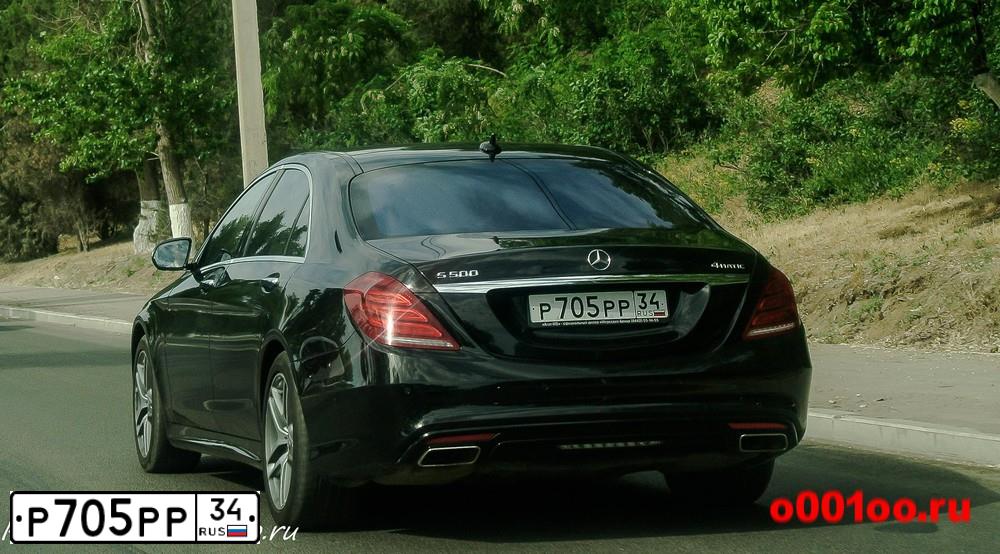 Фото автомобиля MERCEDES S-KLASSE, 2014 — госномер Р705РР34. Цвет: ЧЕРНЫЙ