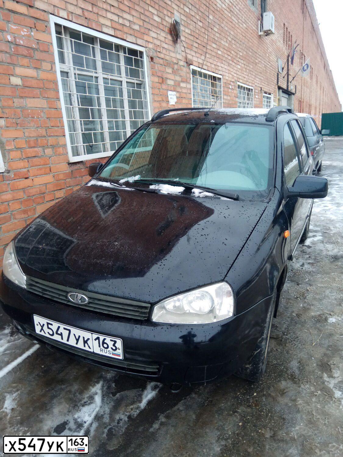 Фото автомобиля LADA 1117 KALINA, 2011 — госномер Е477МТ95. Цвет: Сине-Черный