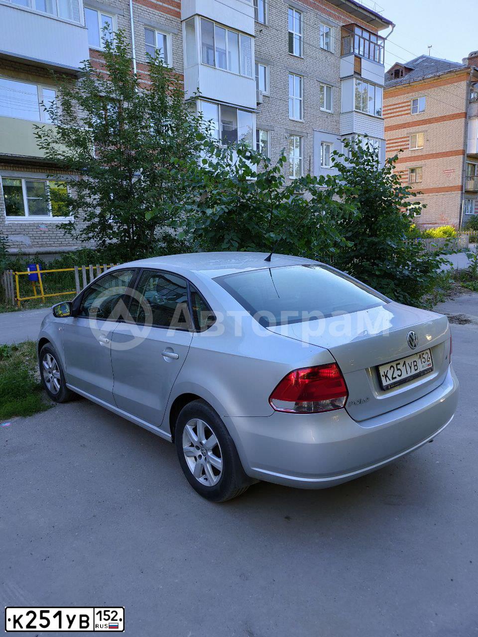 Фото автомобиля VOLKSWAGEN POLO, 2012 — госномер К251УВ152. Цвет: СЕРЕБРИСТО-СЕРЫЙ