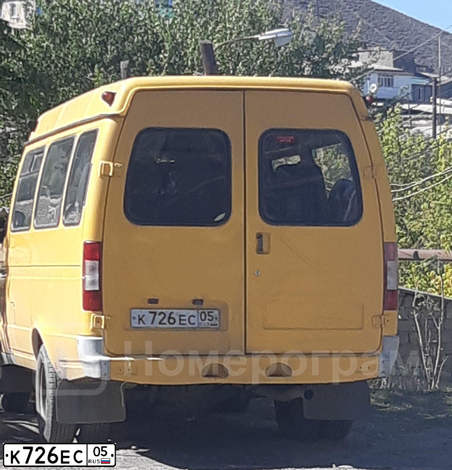 Фото автомобиля GAZ 3221 EL, 2008 — госномер К726ЕС05. Цвет: ЖЕЛТЫЙ