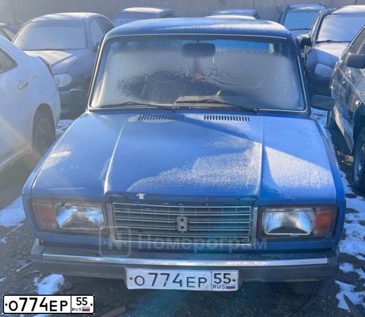 Фото автомобиля LADA 2107, 2005 — госномер О774ЕР55. Цвет: синий