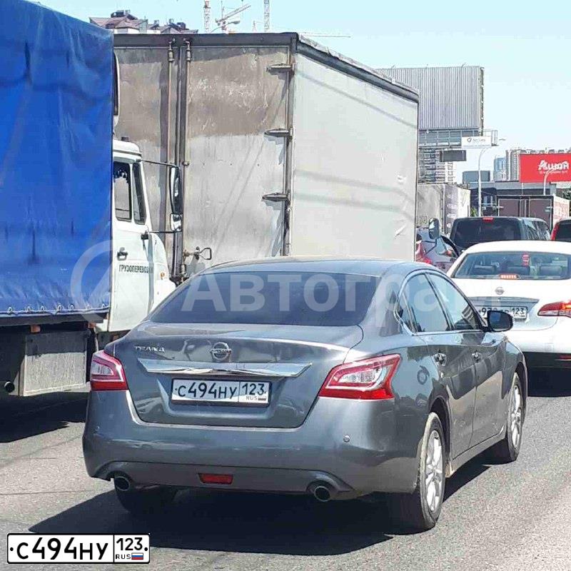 Фото автомобиля NISSAN TEANA, 2014 — госномер С494НУ123. Цвет: СЕРЫЙ