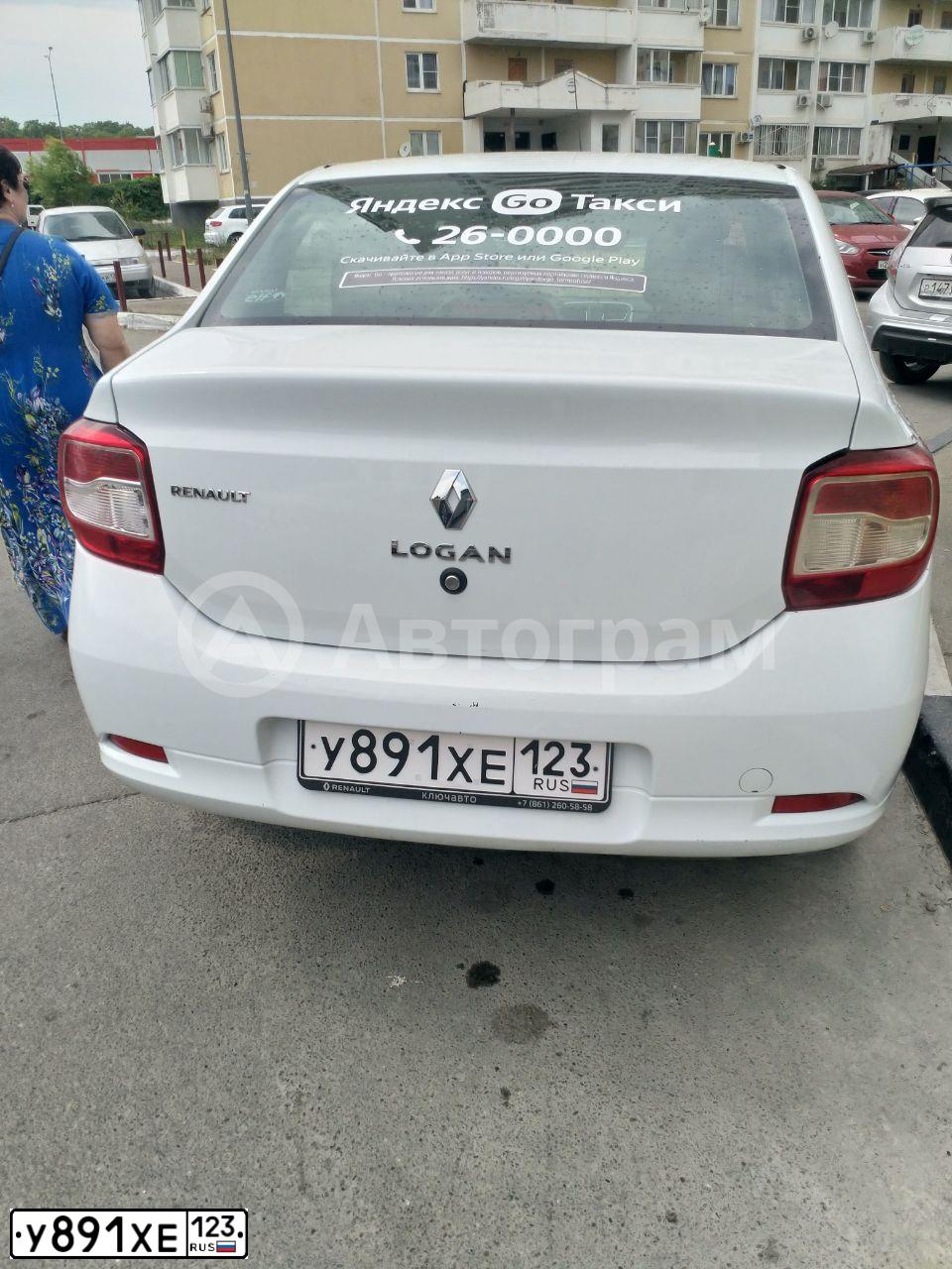 Фото автомобиля RENAULT LOGAN, 2019 — госномер О488РМ193. Цвет: Белый