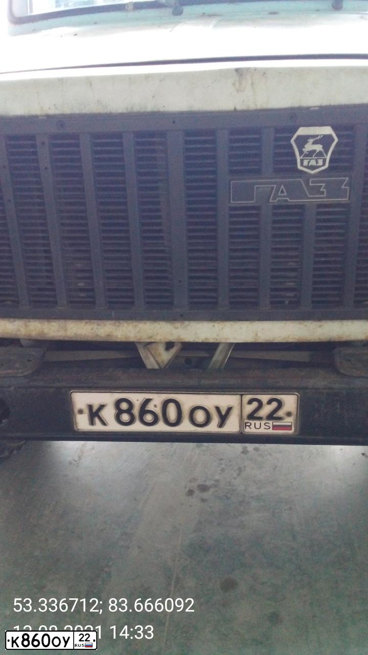 Фото автомобиля GAZ 3307, 1992 — госномер К860ОУ22. Цвет: ГОЛУБОЙ