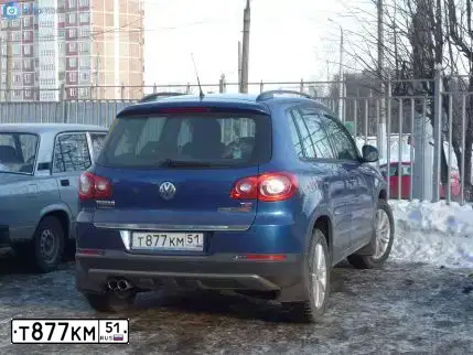 Фото автомобиля VOLKSWAGEN TIGUAN, 2009 — госномер Т279СР76. Цвет: СИНИЙ