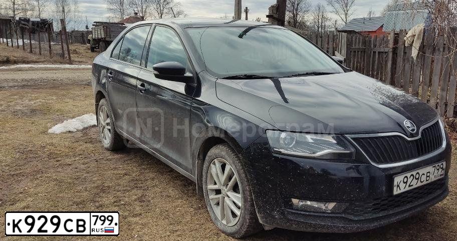 Фото автомобиля SKODA RAPID, 2019 — госномер К929СВ799. Цвет: ЧЕРНЫЙ