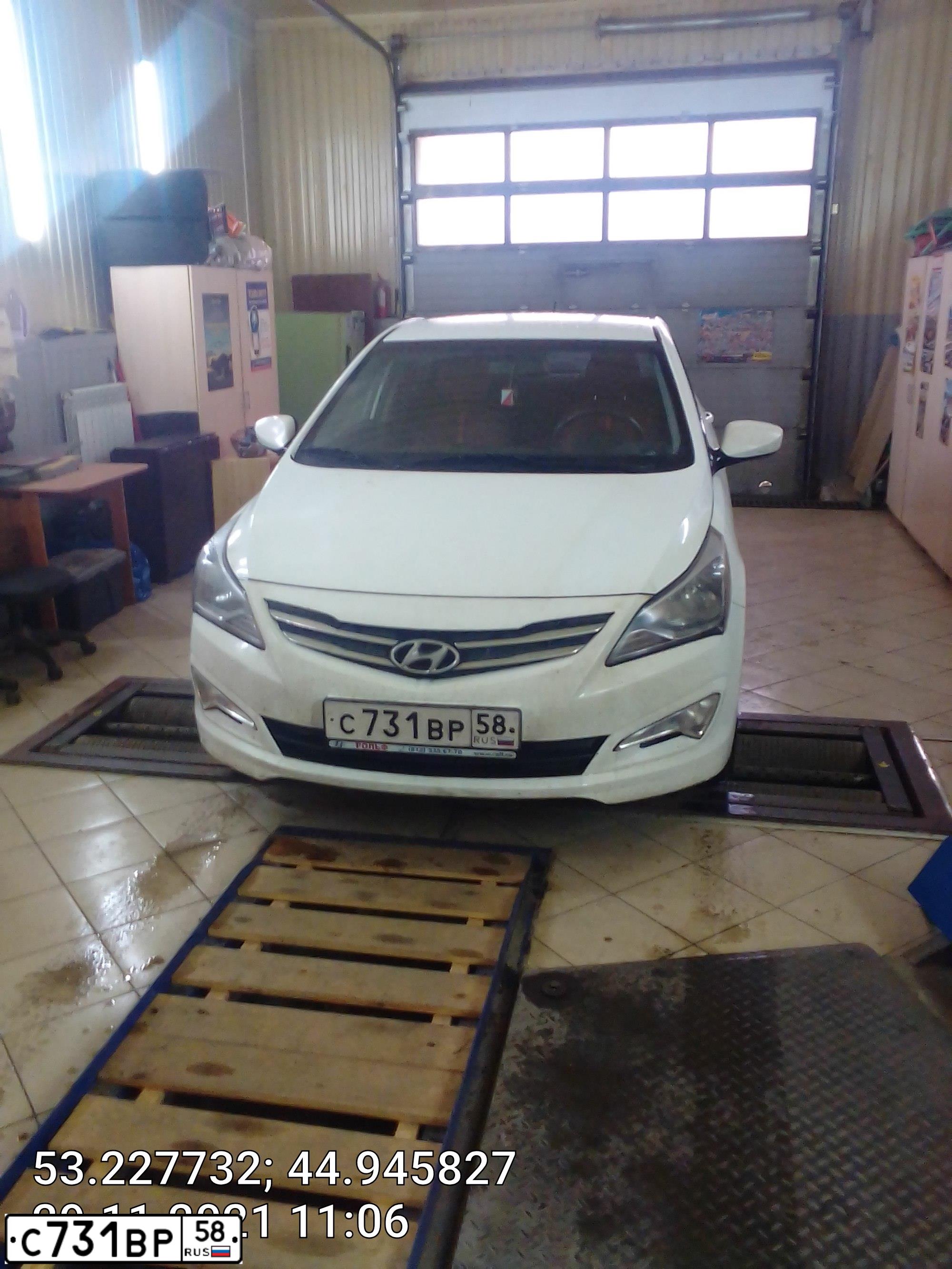 Фото автомобиля HYUNDAI SOLARIS, 2015 — госномер С731ВР58. Цвет: Белый