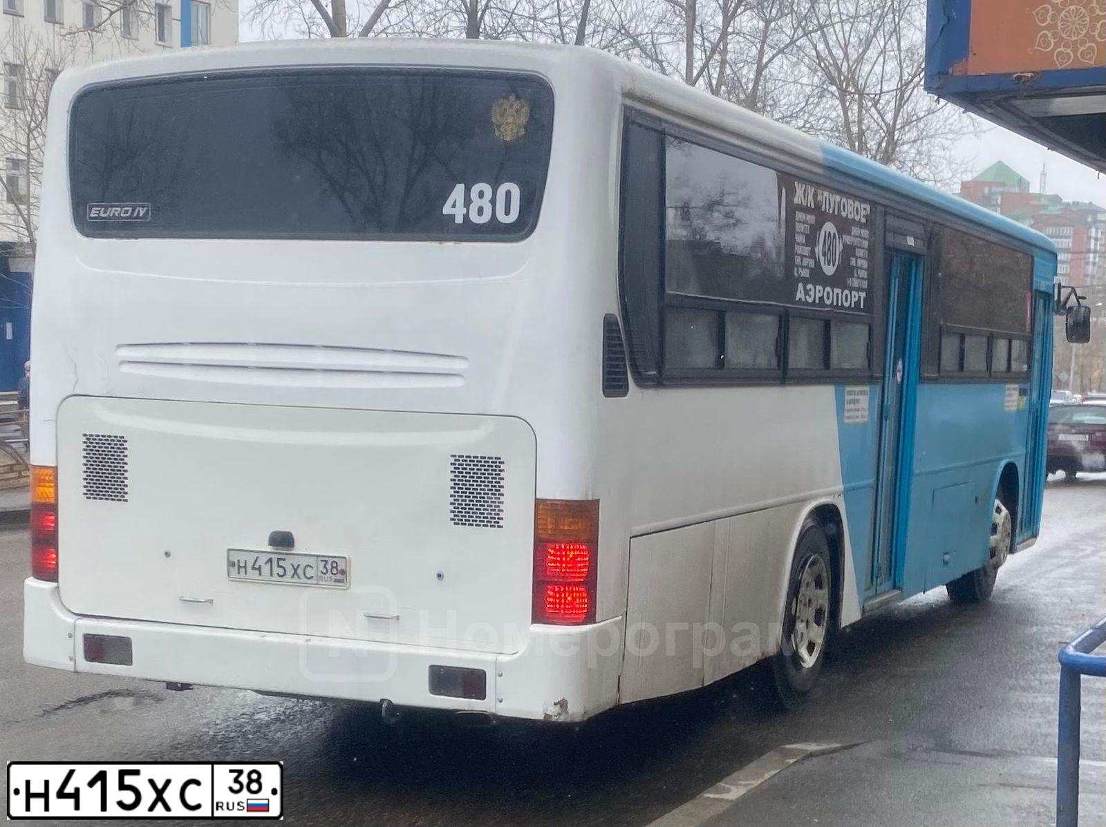 Фото автомобиля DAEWOO SERIE BS, 2009 — госномер Н415ХС38. Цвет: ГОЛУБОЙ БЕЛЫЙ