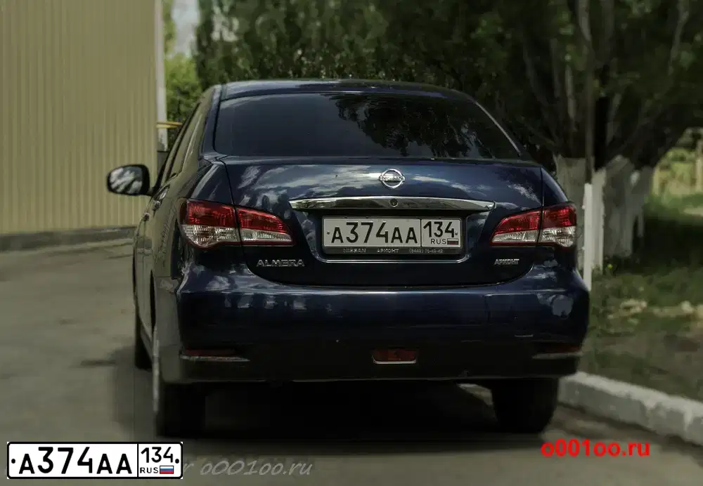 Фото автомобиля NISSAN ALMERA /AVTOVAZ/, 2014 — госномер А374АА134. Цвет: СИНИЙ