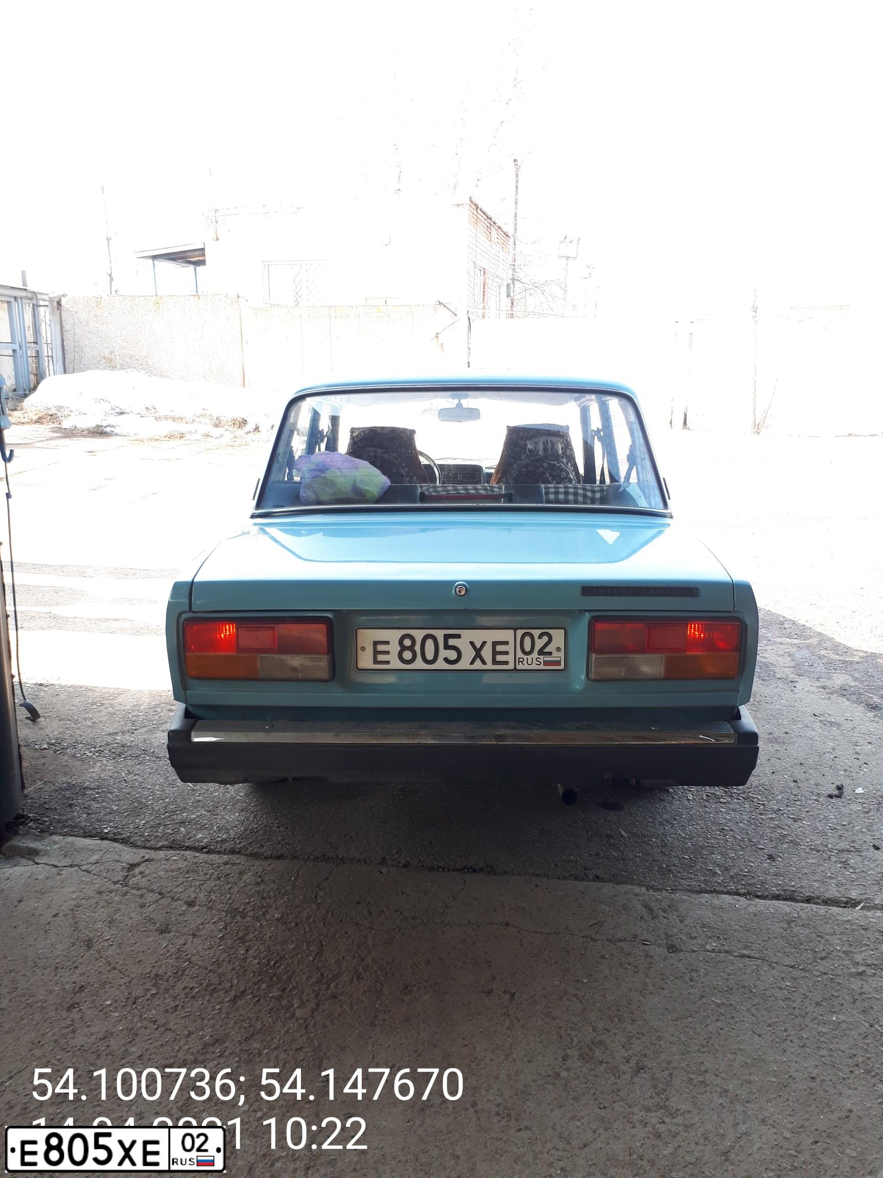 Фото автомобиля LADA 2107, 1990 — госномер Е805ХЕ02. Цвет: СЕРО ГОЛУБОЙ