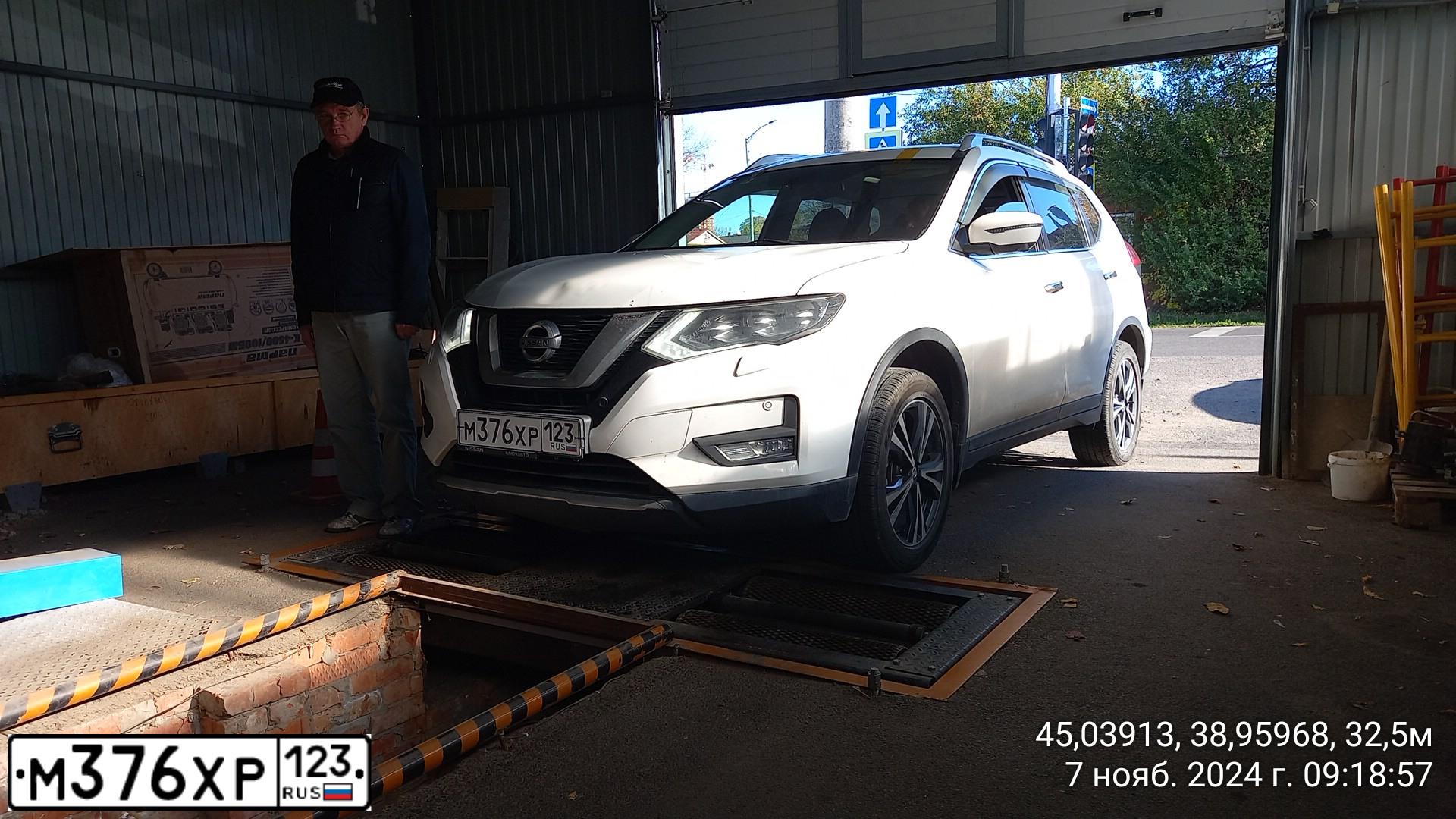 Фото автомобиля NISSAN X-TRAIL, 2019 — госномер М376ХР123. Цвет: БЕЛЫЙ