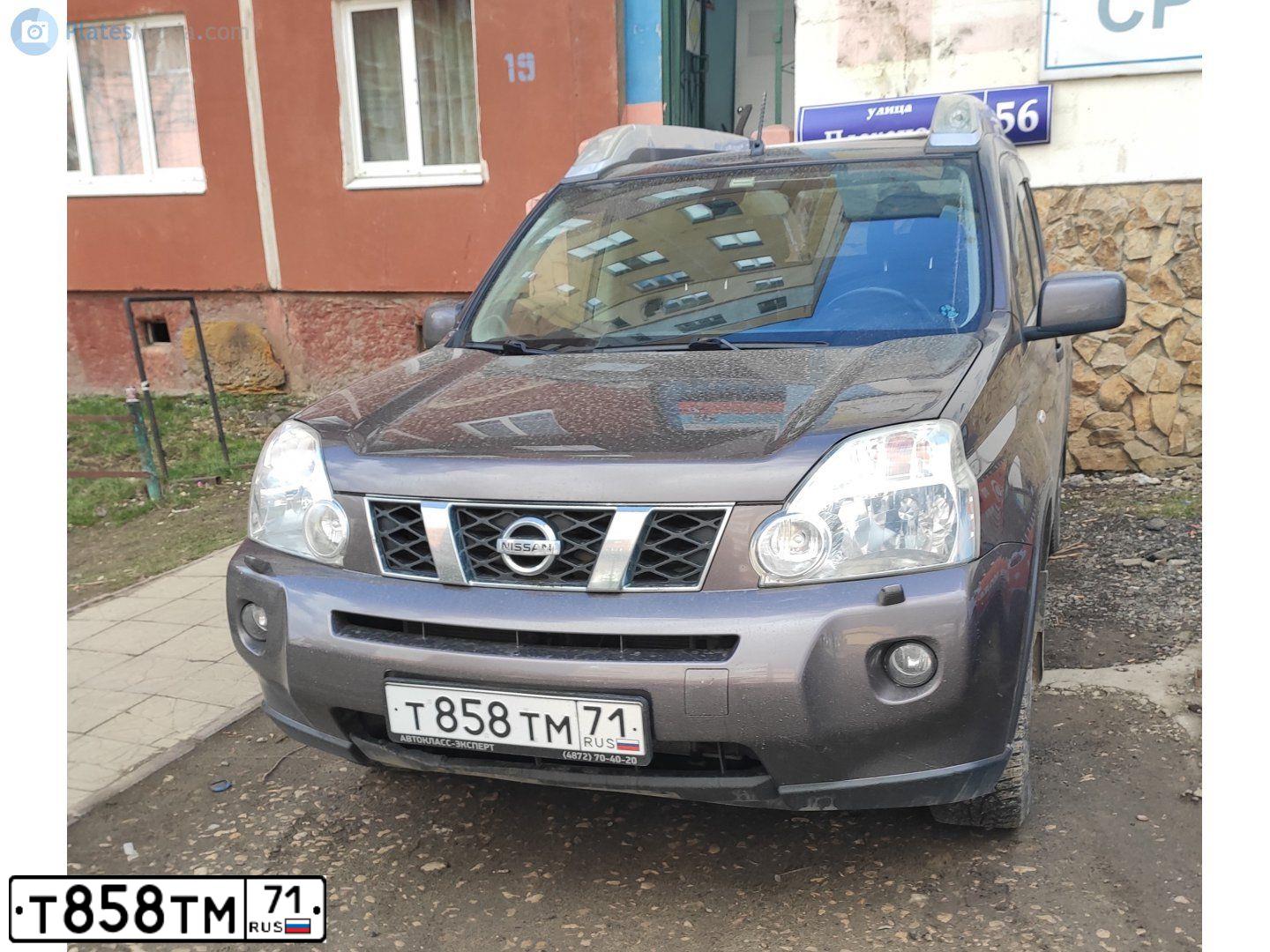 Фото автомобиля NISSAN X-TRAIL, 2008 — госномер Р671ЕЕ68. Цвет: СЕРО-СИРЕНЕВЫЙ