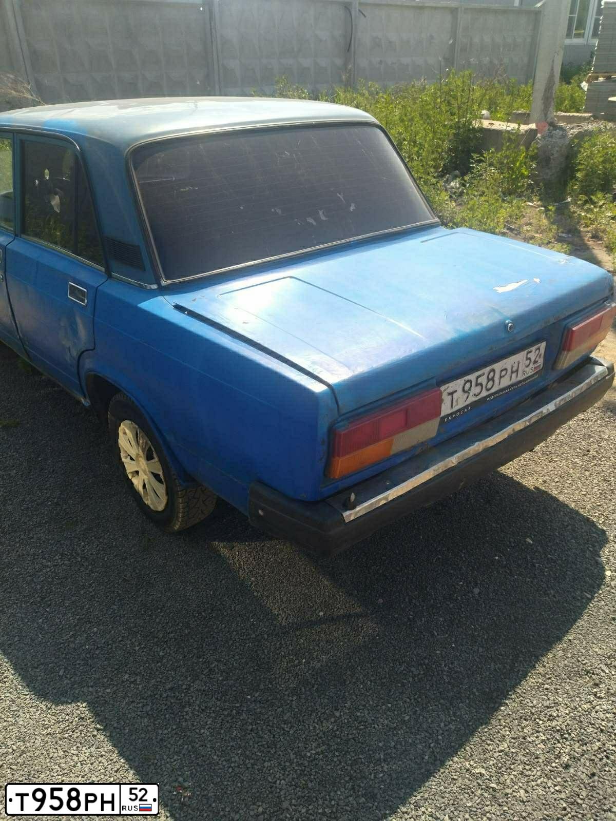 Фото автомобиля LADA 2107, 2007 — госномер Т958РН52. Цвет: синий