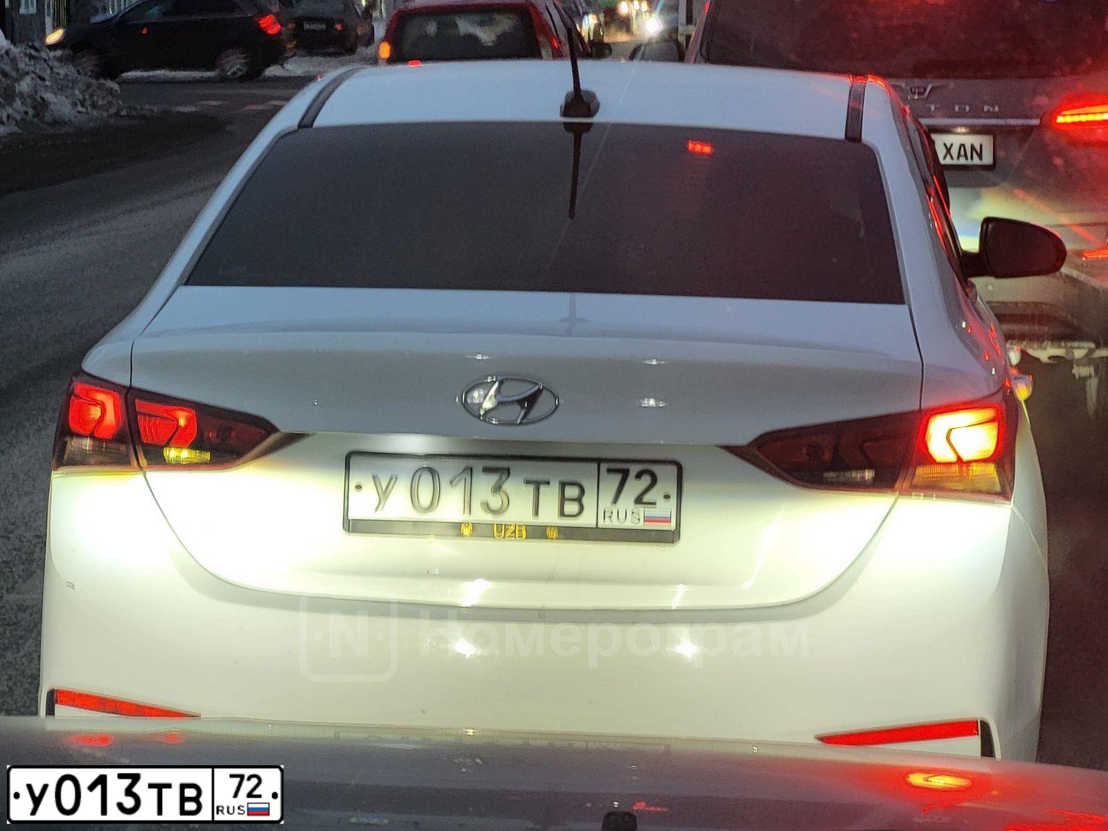 Фото автомобиля HYUNDAI SOLARIS, 2017 — госномер У013ТВ72. Цвет: ЖЁЛТЫЙ