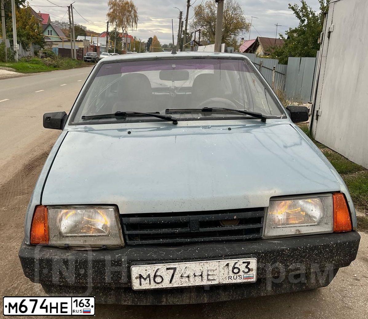 Фото автомобиля LADA 2109 SAMARA, 2003 — госномер М674НЕ163. Цвет: ЗОЛОТИСТО-СЕРЫЙ