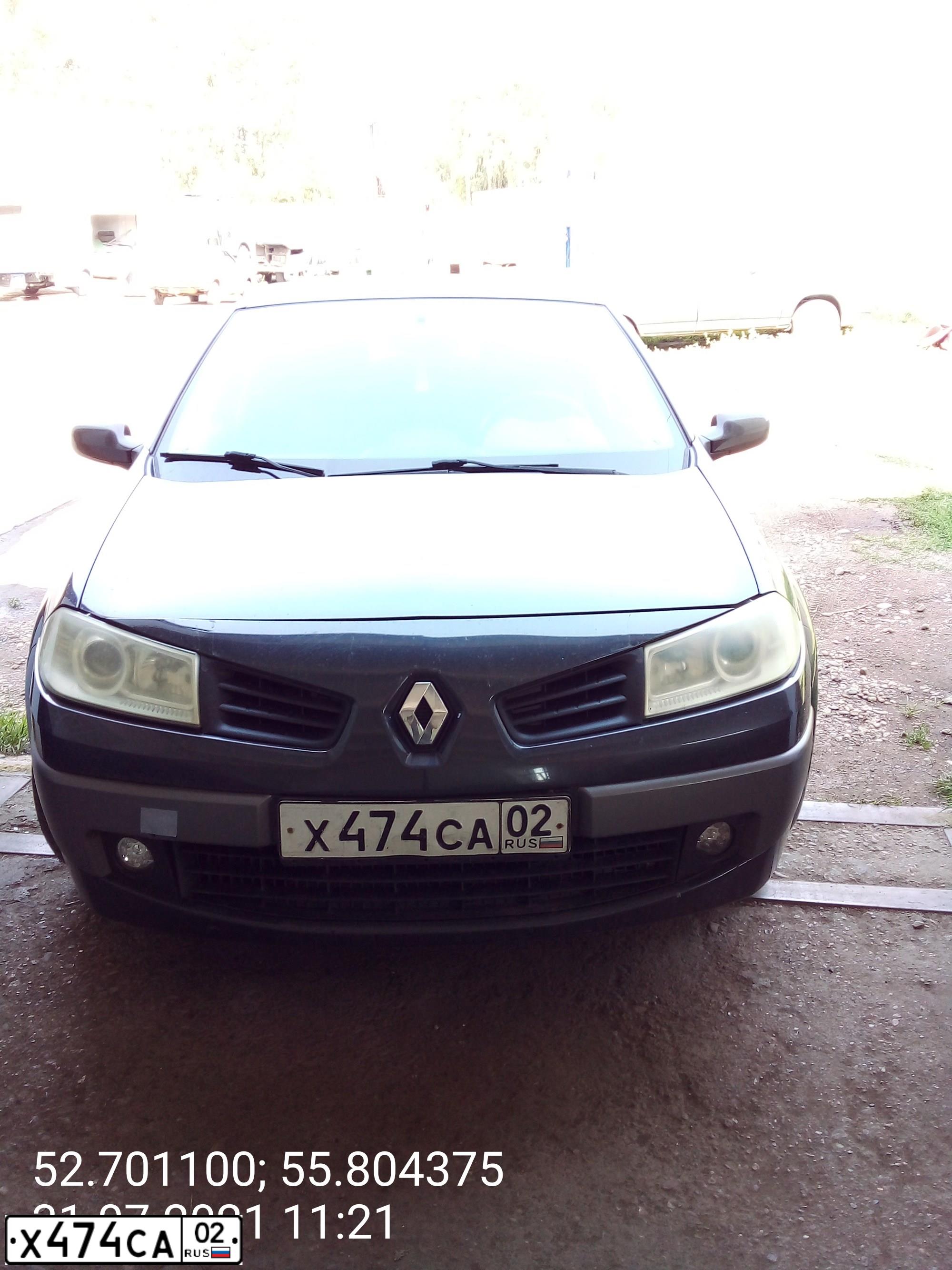 Фото автомобиля RENAULT MEGANE, 2006 — госномер Х474СА02. Цвет: ТЕМНО-СЕРЫЙ
